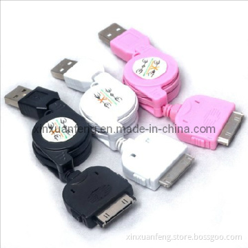 Retractable USB Data Sync Charger Cable for iPod/iPhone (XF-UC-002)